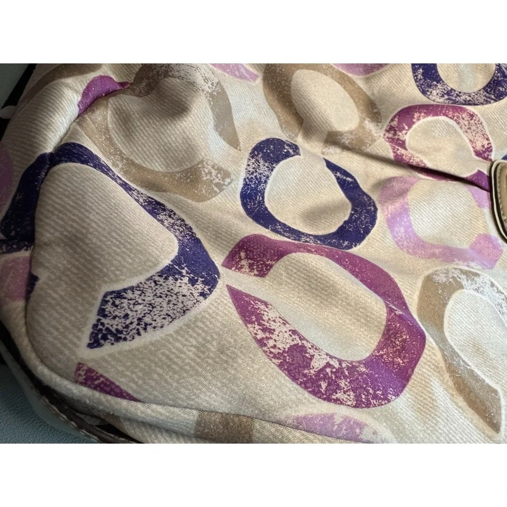 Coach Rare Hobo Bag Madison Signature Distressed Op Art Maggie Pink Purp #22289
